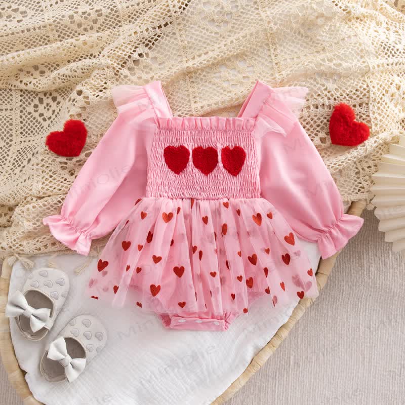 Baby Bodysuit mit Herz und Netzrock - Rosa - 12-18M - image 1