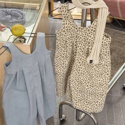 Baby und Kleinkind -Mädchen- Overalls , Einfarbig/ Leopardenmuster - image 1