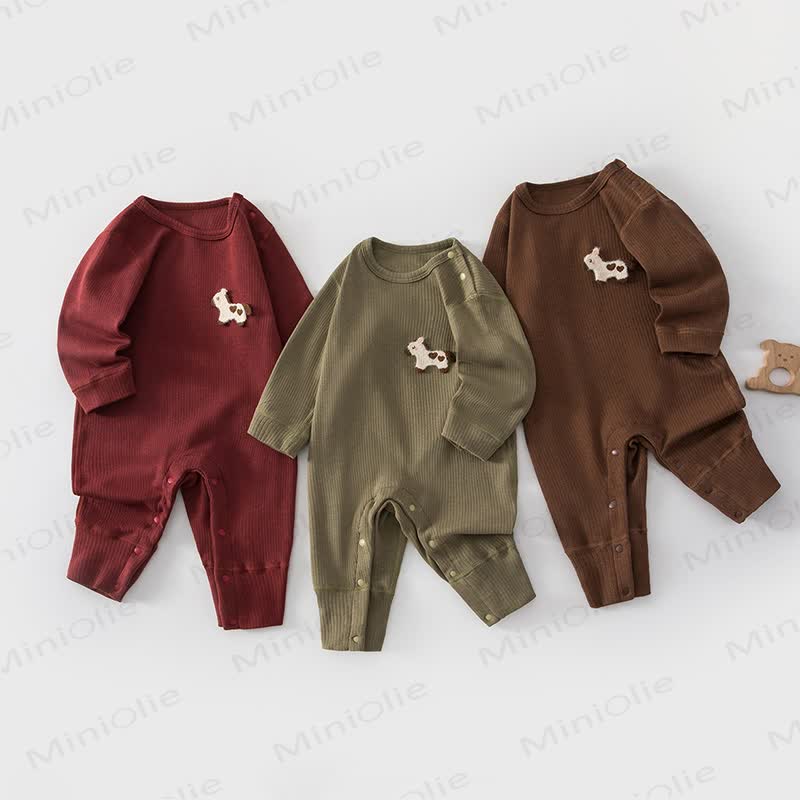 Baby Strampler mit Pferdemotiv und Gerippt - image 1