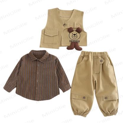 HAPPY 3-teiliges Stricken für Baby und Kleinkind , Jungen mit Streifenmuster und Hundemotiv - image 5