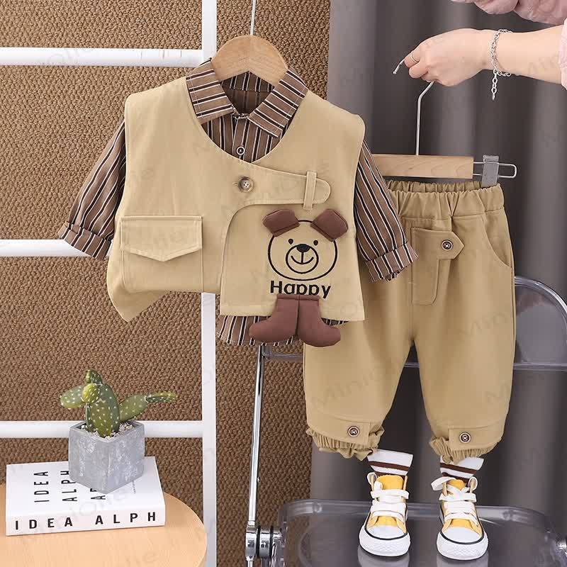 HAPPY 3-teiliges Stricken für Baby und Kleinkind , Jungen mit Streifenmuster und Hundemotiv - image 4