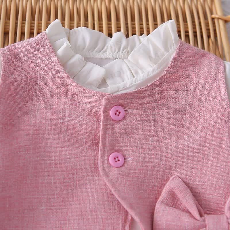 3-teiliges gewebtes Set für Baby und Kleinkinder, Mädchen , Einfarbig, mit Schleife - image 12