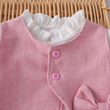 3-teiliges gewebtes Set für Baby und Kleinkinder, Mädchen , Einfarbig, mit Schleife - image 12