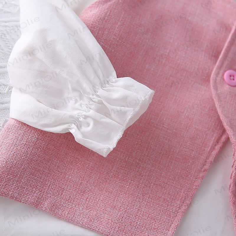 3-teiliges gewebtes Set für Baby und Kleinkinder, Mädchen , Einfarbig, mit Schleife - image 14