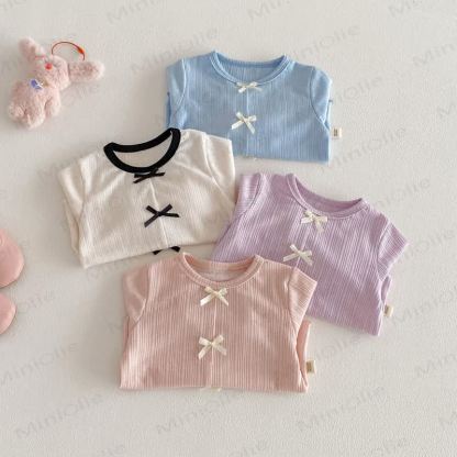 Baby Kleinkind Schleife Einfarbig T-Shirt - image 2