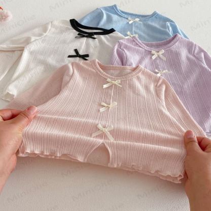 Baby Kleinkind Schleife Einfarbig T-Shirt - image 3