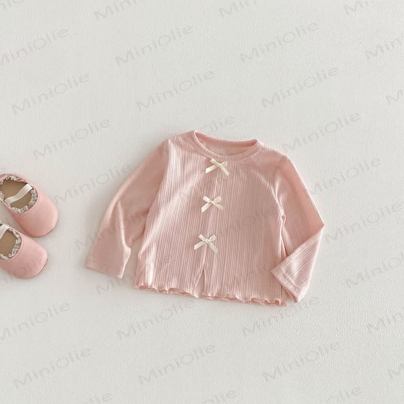 Baby Kleinkind Schleife Einfarbig T-Shirt - Rosa - 5-7J - image 5