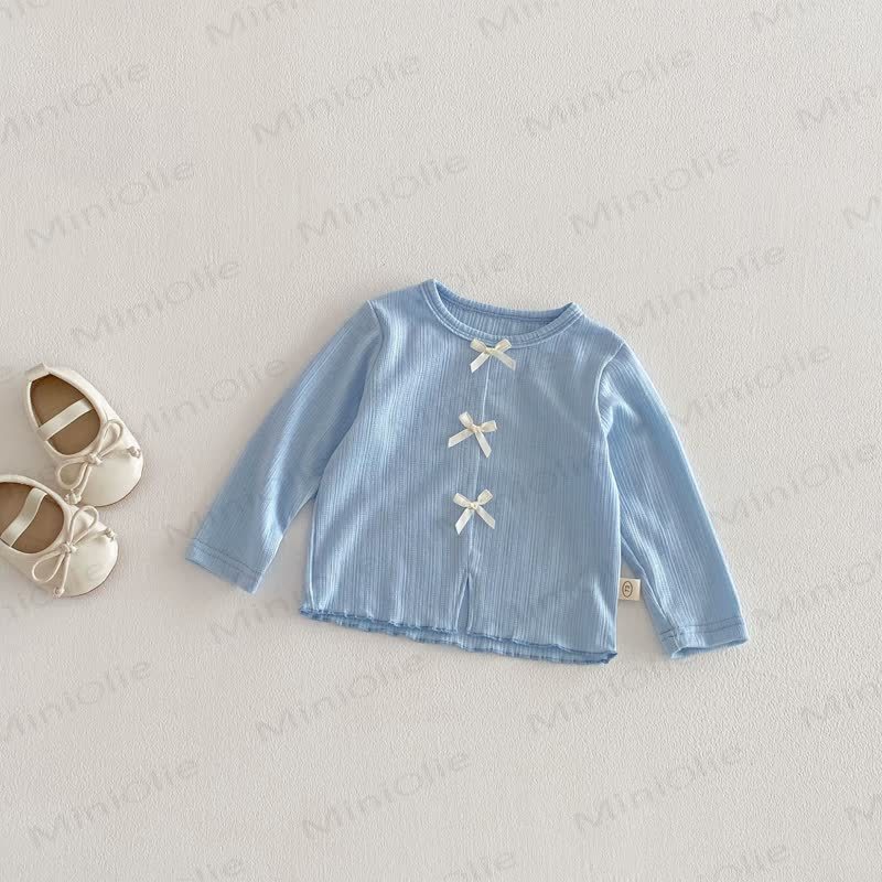 Baby Kleinkind Schleife Einfarbig T-Shirt - Blau - 5-7J - image 9