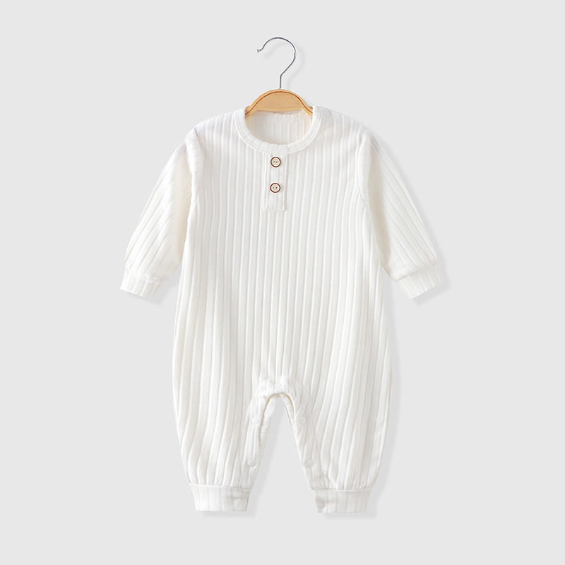Baby Strampler mit Einfarbig , Gerippt - Weiß - 18-24M - image 2