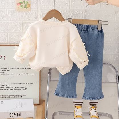 WORLD IS MINE Baby Kleinkind Mädchen Blume Schleife Smiley 2-teiliges Set - image 4