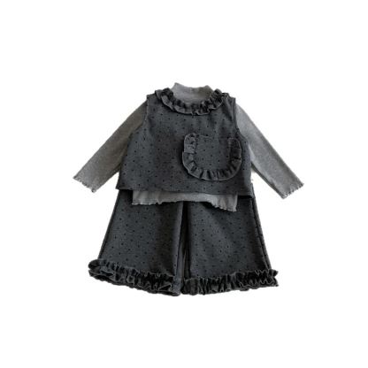 3-teiliges Set für Baby und Kleinkind, Mädchen, grau Schleife mit Punkt - image 5