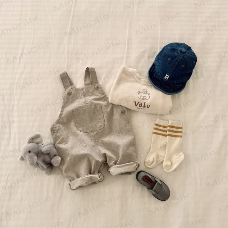 Baby Kleinkind- Kleinkind aus Denim , Einfarbig/ Plaid - Beige - 5-6Y - image 5