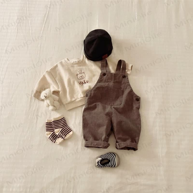 Baby Kleinkind- Kleinkind aus Denim , Einfarbig/ Plaid - Braun - 5-6Y - image 6