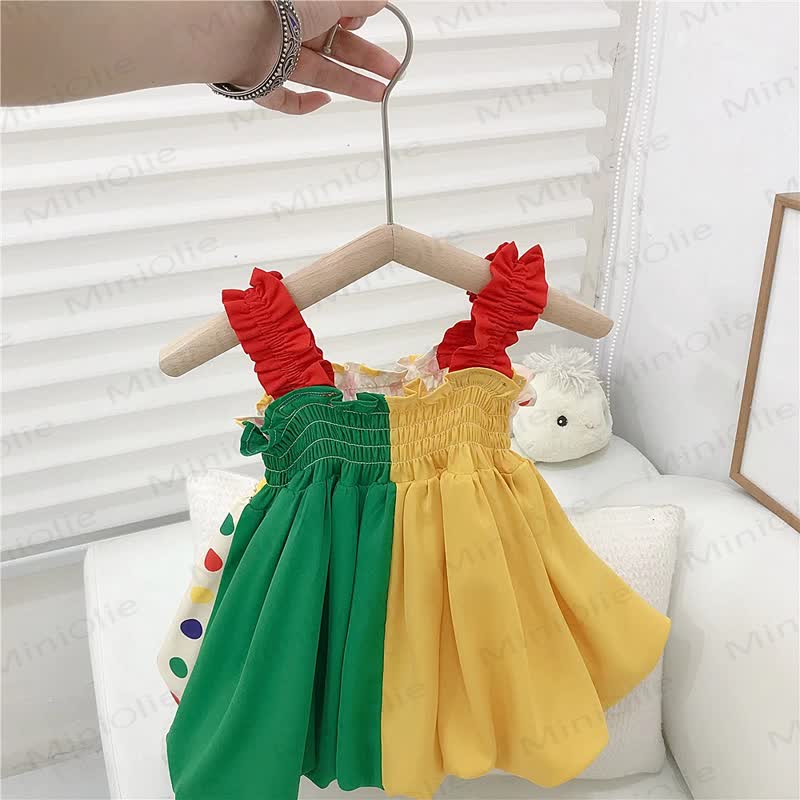 Mehrfarbig Kleid mit bunten Punkt für Kind und Mädchen - image 3