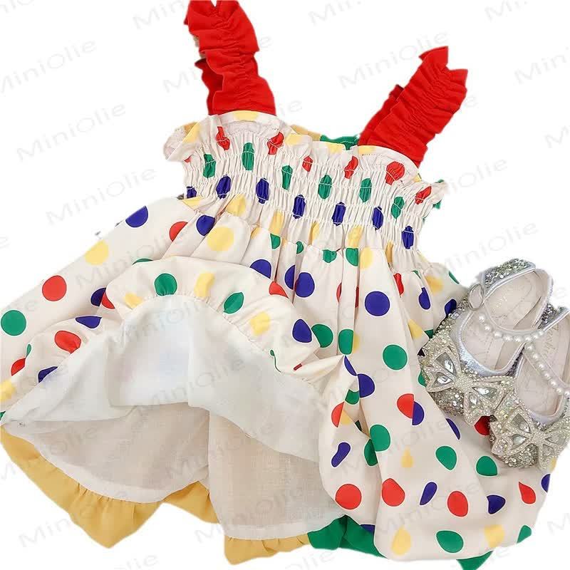 Mehrfarbig Kleid mit bunten Punkt für Kind und Mädchen - image 5