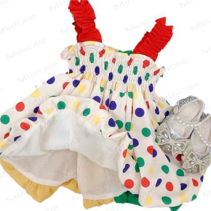 Mehrfarbig Kleid mit bunten Punkt für Kind und Mädchen - image 5