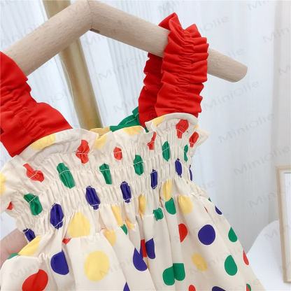 Mehrfarbig Kleid mit bunten Punkt für Kind und Mädchen - image 6