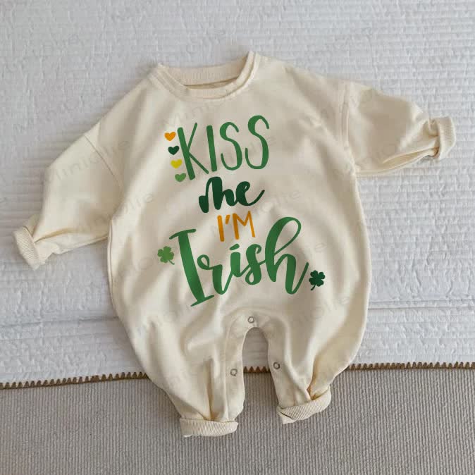KISS ME I'M IRISH Baby Kleinkind Beige Strampler - Beige - 2-3J - image 1