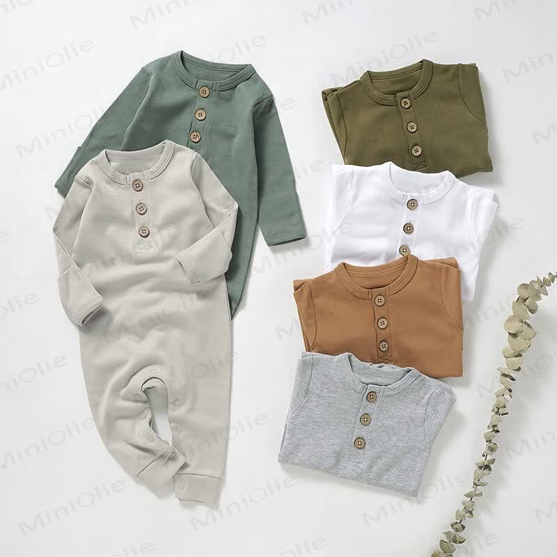 Baby Neugeboren -Strampler , Einfarbig, mit Knöpfen - image 1