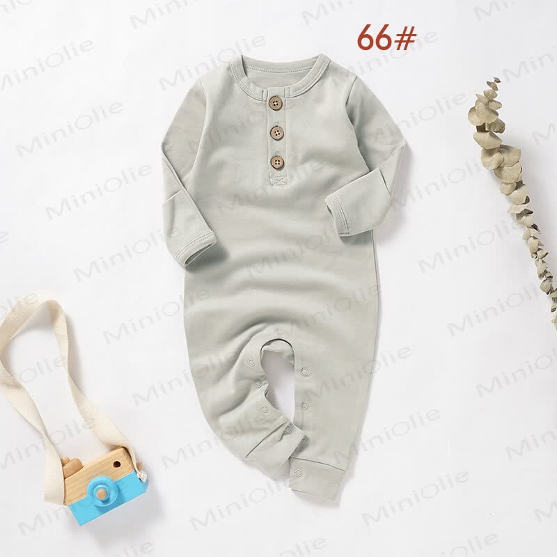 Baby Neugeboren -Strampler , Einfarbig, mit Knöpfen - Hellgrau - 18-24M - image 8