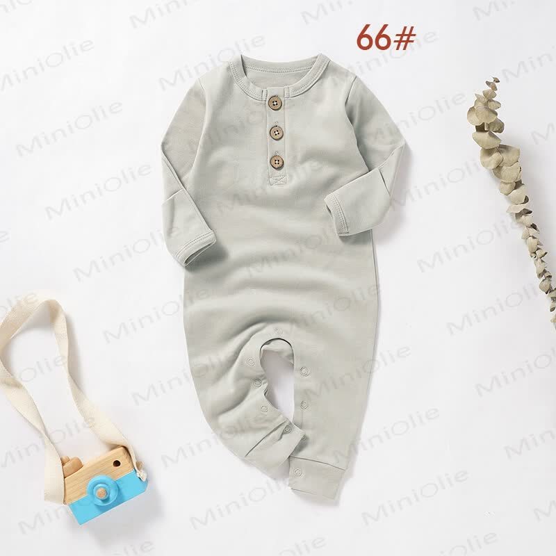 Baby Neugeboren -Strampler , Einfarbig, mit Knöpfen - Hellgrau - 18-24M - image 8