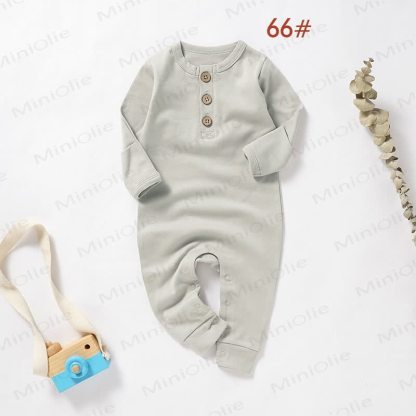 Baby Neugeboren -Strampler , Einfarbig, mit Knöpfen - Hellgrau - 18-24M - image 8