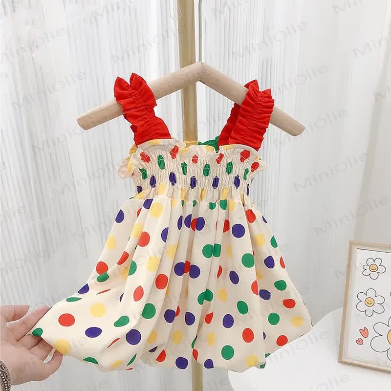 Mehrfarbig Kleid mit bunten Punkt für Kind und Mädchen - Beige - 8Y - image 1