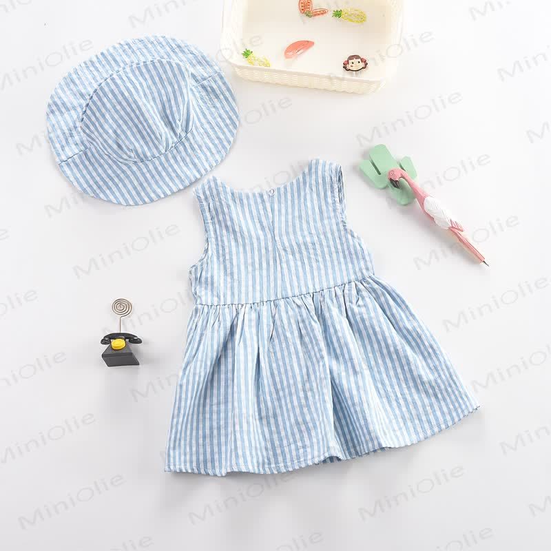 Kleinkind Kleid für Kleinkindermädchen, Blau gestreift , Plaid - Blau - 5-7J - image 3