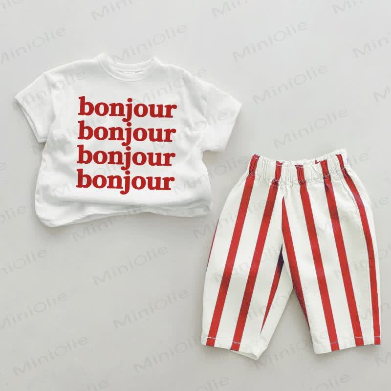 BONJOUR Baby Rot Vertikal Streifen 2-teiliges Set - Weiß & Rot - 2-3J - image 1
