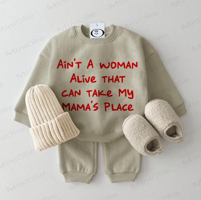 AIN'T A WOMEN ALIVE THAT CAN MAKE MY MAMA'S PLACE – Baby Sweatshirt, Grau Grün, 2-teiliges Set - Grau Grün - 2-3J - image 1