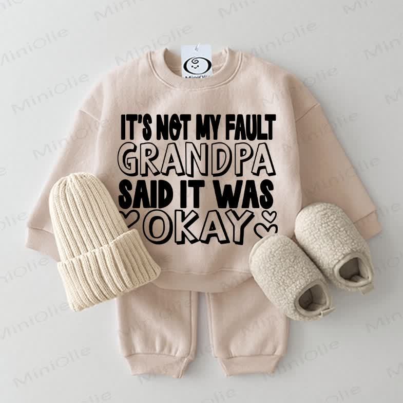 IT'S NOT MY FAULT GRANDPA SAID IT WAS OKAY – Baby - Sweatshirt Set, 2-teilig , Beige - Beige - 2-3J - image 1