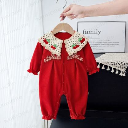Baby Mädchen Kirsche Lace Strampler - Rot - 18-24M - image 1