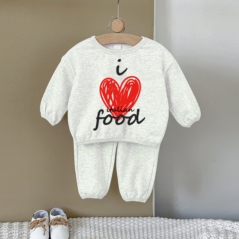 I ITALIAN FOOD Baby Liebe Graues Sweatshirt 2-teiliges Set - Grau - 2-3J - image 1