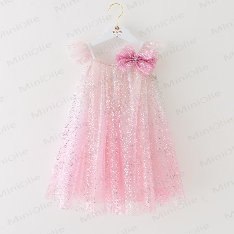 Kleid für Kind und Mädchen mit Schleife und Netzstoff - Rosa - 14Y - image 5