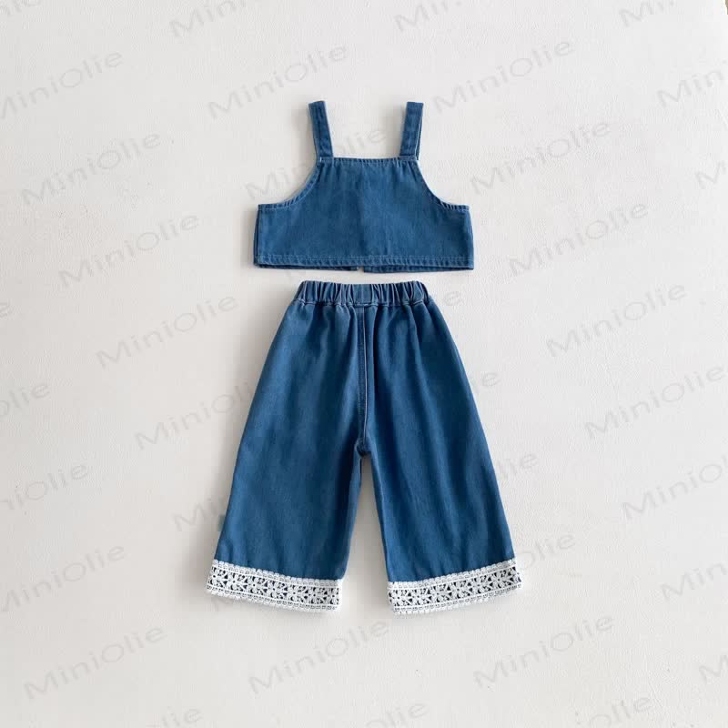 3-teiliges Set aus Denim mit Schleife für Baby und Kleinkind - image 5