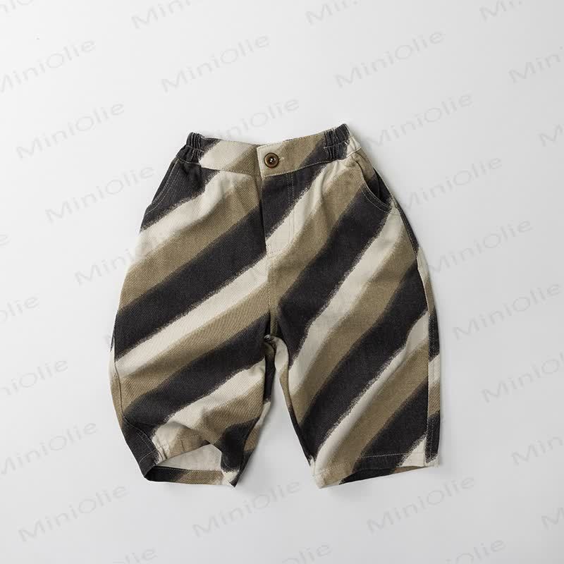 Beige Kaffee gestreifte, lockere Baby Kleinkind Hose - image 2