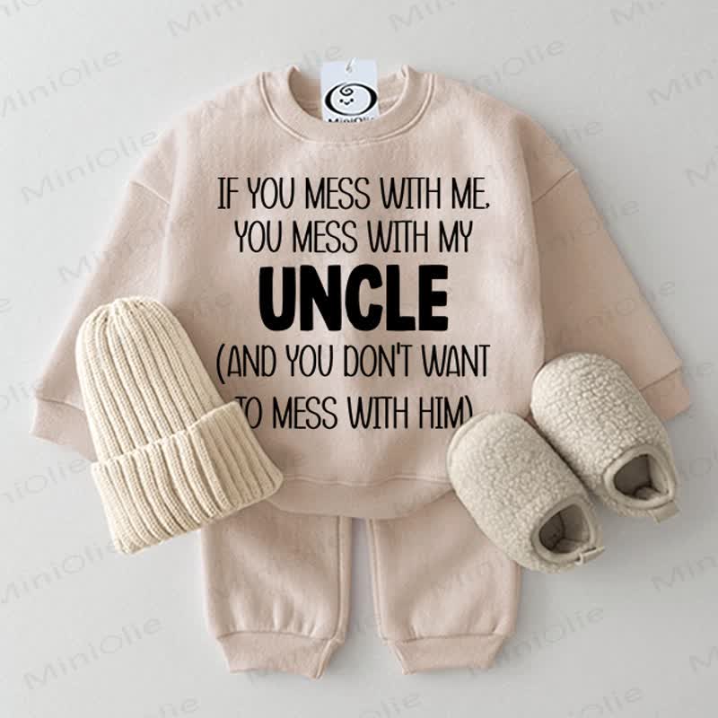 Wer sich mit IF YOU MESS WITH ME YOU MESS WITH MY UNCLE an! Baby Beige 2-teiliges Set - Beige - 2-3J - image 1