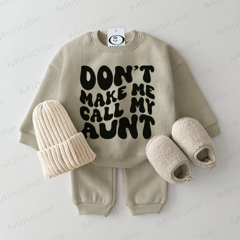 „DON'T MAKE ME CALL MY AUNT“ Baby Sweatshirt Set , 2-teilig , Grau Grün - Grau Grün - 2-3J - image 1