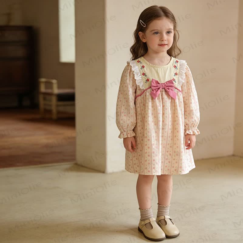 Rosa Kleid mit Blume und Schleife für Baby , Mädchen - image 5