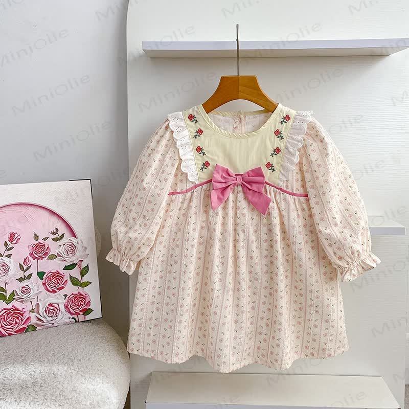 Rosa Kleid mit Blume und Schleife für Baby , Mädchen - Rosa - 8Y - image 1