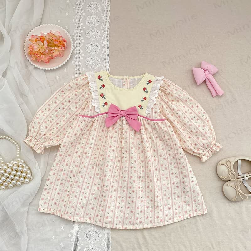 Rosa Kleid mit Blume und Schleife für Baby , Mädchen - image 2