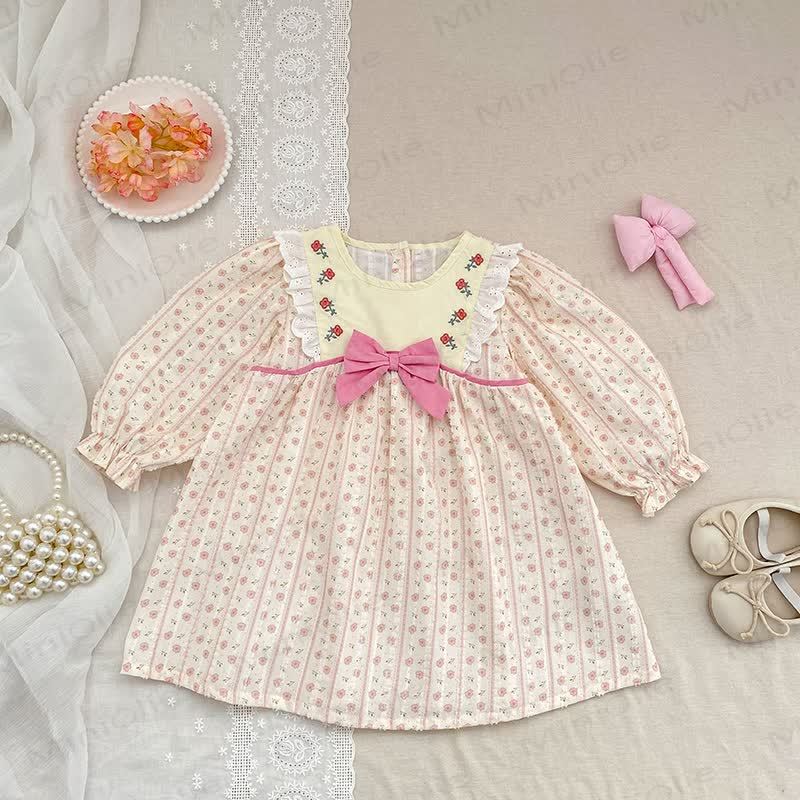 Rosa Kleid mit Blume und Schleife für Baby , Mädchen - image 2