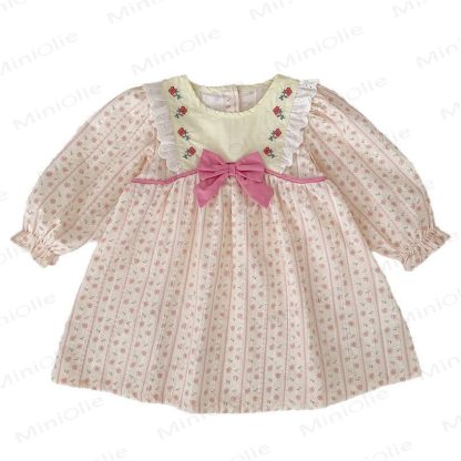 Rosa Kleid mit Blume und Schleife für Baby , Mädchen - image 4