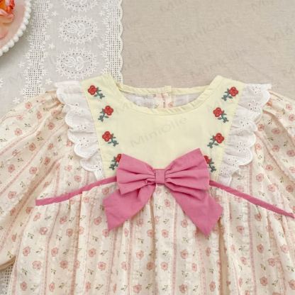 Rosa Kleid mit Blume und Schleife für Baby , Mädchen - image 7