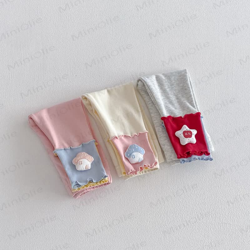 Gamaschen für Baby und Kleinkind , Farbblock, Pilz-/Apfelmuster - image 3