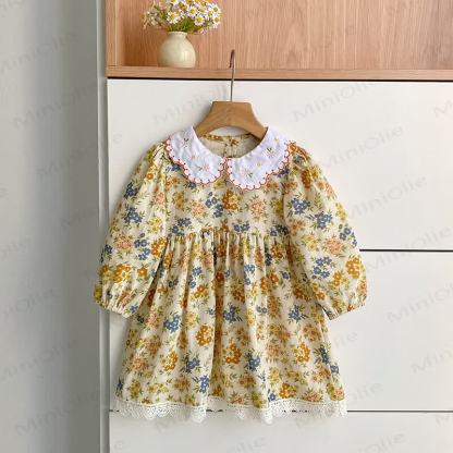 Baby Kleinkind Kleid Gelb Blau Blume - image 2