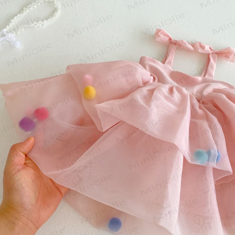 Baby Kleinkind -Mädchen- Kleid aus Mesh mit Schleife - image 8