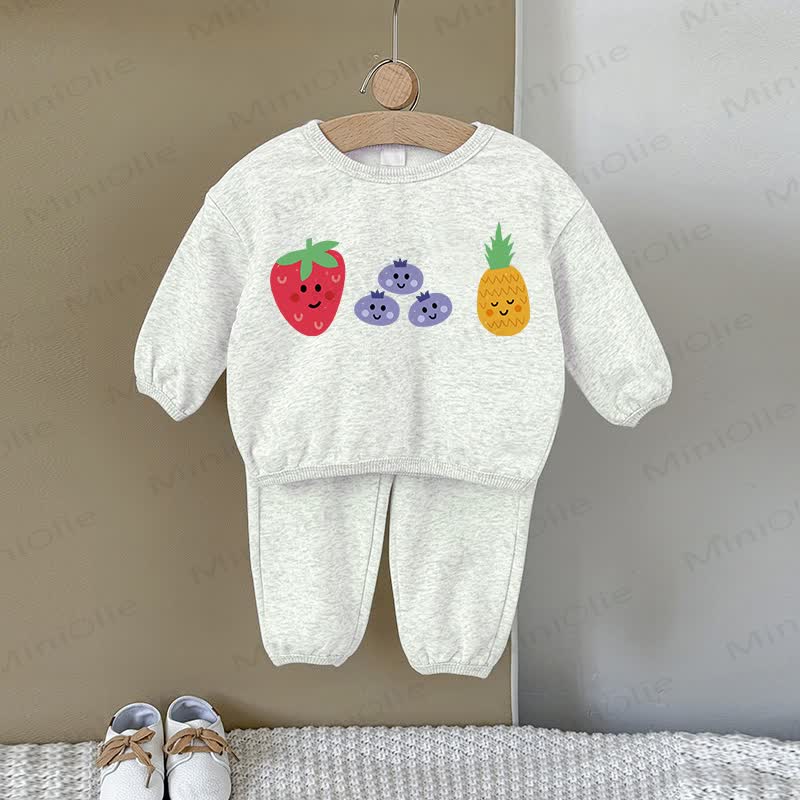 Baby Obst Sweatshirt Set , grau, 2-teilig - Grau - 2-3J - image 1