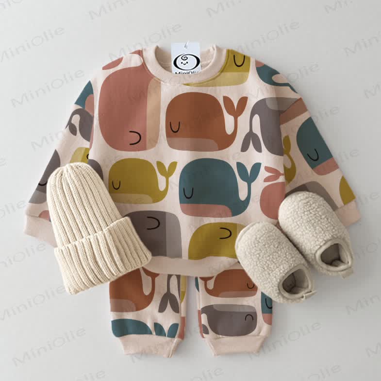Niedliches Baby Sweatshirt mit Wal-Motiv , 2-teilig , Beige - Beige - 2-3J - image 1