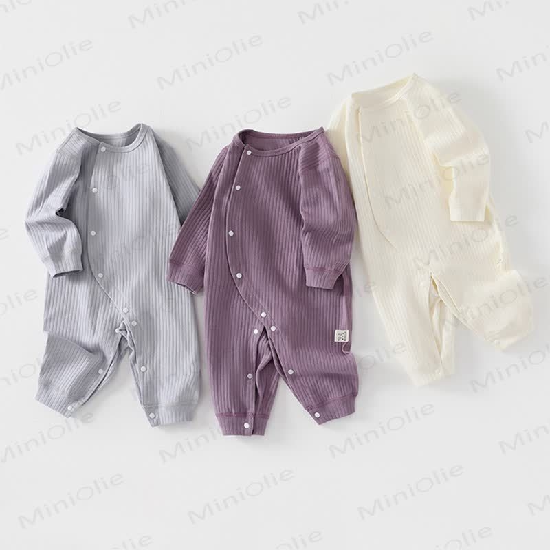 Baby Einfarbig Pyjama aus Gerippt Material, Strampler - image 1